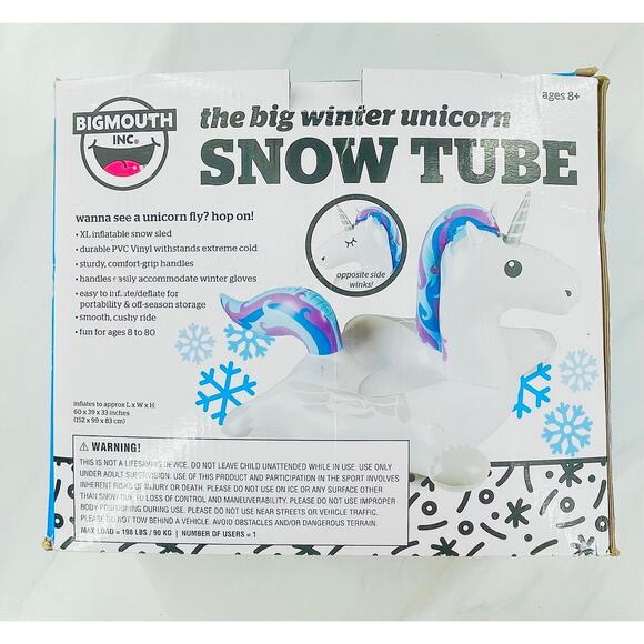 BigMouth Inc. Unicorn Snow Tube, Inflatable Sled - Picture 5 of 7